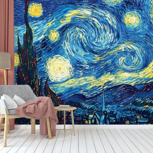 Starry Night Wallpaper Van Gogh-selfadhesive Paper-peel and - Etsy