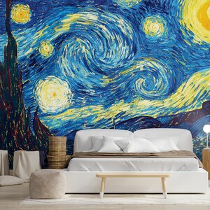 Starry Night Wallpaper Van Gogh-selfadhesive Paper-peel and - Etsy