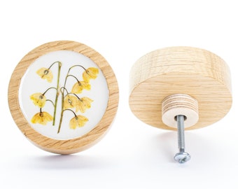 kids design furniture knobs modern design pulls white and black dresser handle DRAWER KNOB FLOWER oak wooden with epoxy resin