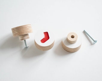 DRAWER KNOB for kids wooden with epoxy resin panties modern design kids design tshirt socks red handle furniture knobs
