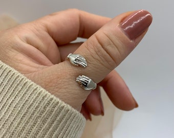 Silver Love Hug Ring-Gift For Her-Thumb Chunky Silver Rings For Woman-Thick Adjustable Open Band Ring-Best Friend-Mothers Day Gift -Present