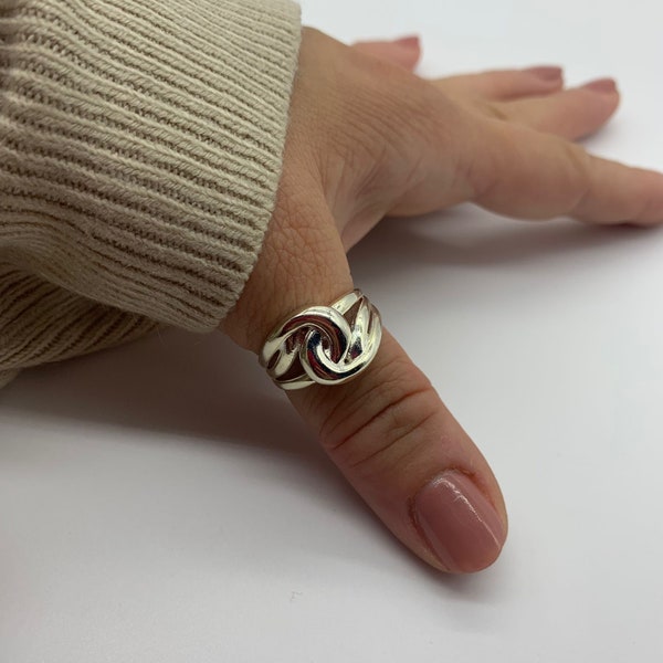 Groß Silber Knoten Ring-Geschenk für sie-einzigartige mutige Ring-Statement Zierliche klobige Silber Ring für Frauen, erste Mutter Geschenk