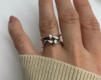 Celtic Knot Ring-Two Strand Celtic Promise or Friendship Ring-Knot Love-Thumb Rings for Woman-Gift For Her-Dainty Chunky Boho Adjustable