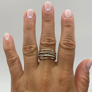 Daumen gewebte geschichtete Ring-Silber Multi-Layer-Ring-Dicker verstellbarer Ring-Chunky Boho Dainty-Schmuck für Frau-Mutter-Tagesgeschenk für Sie Bild 8