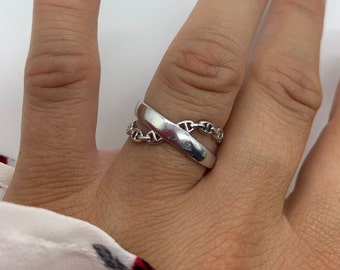 Criss Cross Ring, Ketten Kreuz Ring, Muttertagsgeschenk für Sie, Minimalistischer Ring, Offener verstellbarer Ring, Ringe für Frauen, Muttertagsgeschenk