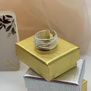 Bague superposition tissée au pouce Bague multi-couches argentée Cadeau fête des Mères pour elle Bague réglable épaisse Grosse bague bohème délicate Bijoux pour femme image 9