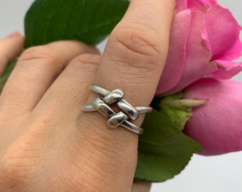 Zwei Strang Keltischer Knoten Ring-Versprechen oder Freundschaft Ring-Knot Liebe-Daumen Ringe für Frau-Geschenk für sie-Zierliche klobige Boho Einstellbar