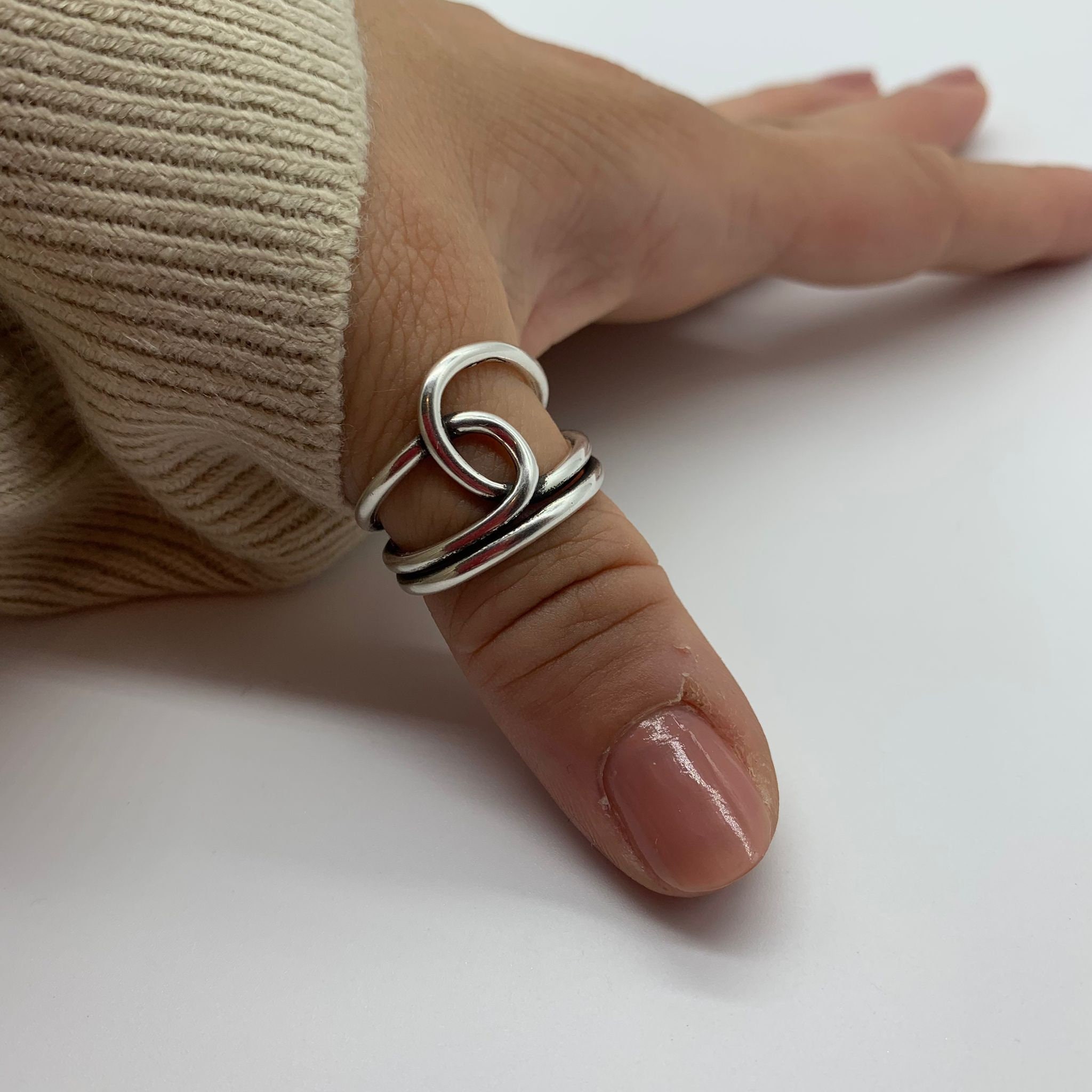 Grote zilveren knoop duim ringen voor vrouw-verklaring - Etsy