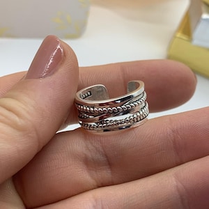 Chunky Silber Ringe für Frau-Multi-Layer-Ring-Mutter-Tagesgeschenk für sie-Zierliche Ring-Daumen einstellbar Dicke Boho Weaved Layered-Schmuck Bild 9