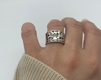 Bague pour le pouce bohème épaisse, épaisse et réglable, argentée, cadeau pour elle/maman, bague ouverte pour femme, bague pour maman, premier cadeau pour la fête des Mères