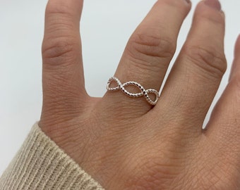 Infinity Ring-Silver Ring-Mothers Day Gift  Her-Dainty Ring For Women-Thumb Adjustable Boho-Gift For Mom-Weaved Layered Ring