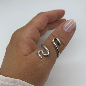 Silver Adjustable Snake Animal Ring-Gift For Her-Thumb Thick Open Band Ring-Chunky Boho Ring-Mothers Day Gift For Her-Present-Moms