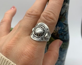 Silver Sun Ring-Chunky Silver Ring-Extra Boho Ring-Big Thick Adjustable -Costume Ring-Statement- Ring For Women-Mothers Day Gift For Her,