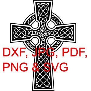 以下が含まれることがあります： 黒と白のケルト結び目の十字架のデザイン。デザインはDXF、JPG、PDF、PNG、SVGファイル形式で入手できます。
