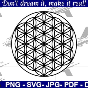Fleur de vie sous forme de fichier numérique (dxf, pdf, svg) pour laser, traceur, imprimante et cnc.