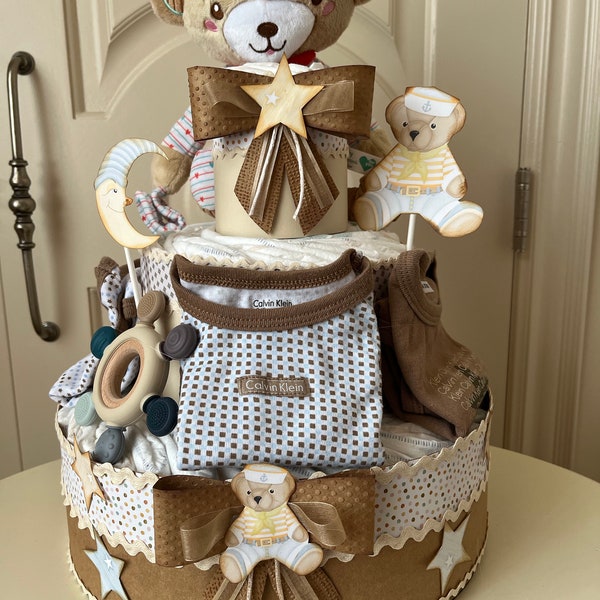 Custom Diaper Cake Baby Shower  Gift Nappy Cakes Newborn Gift