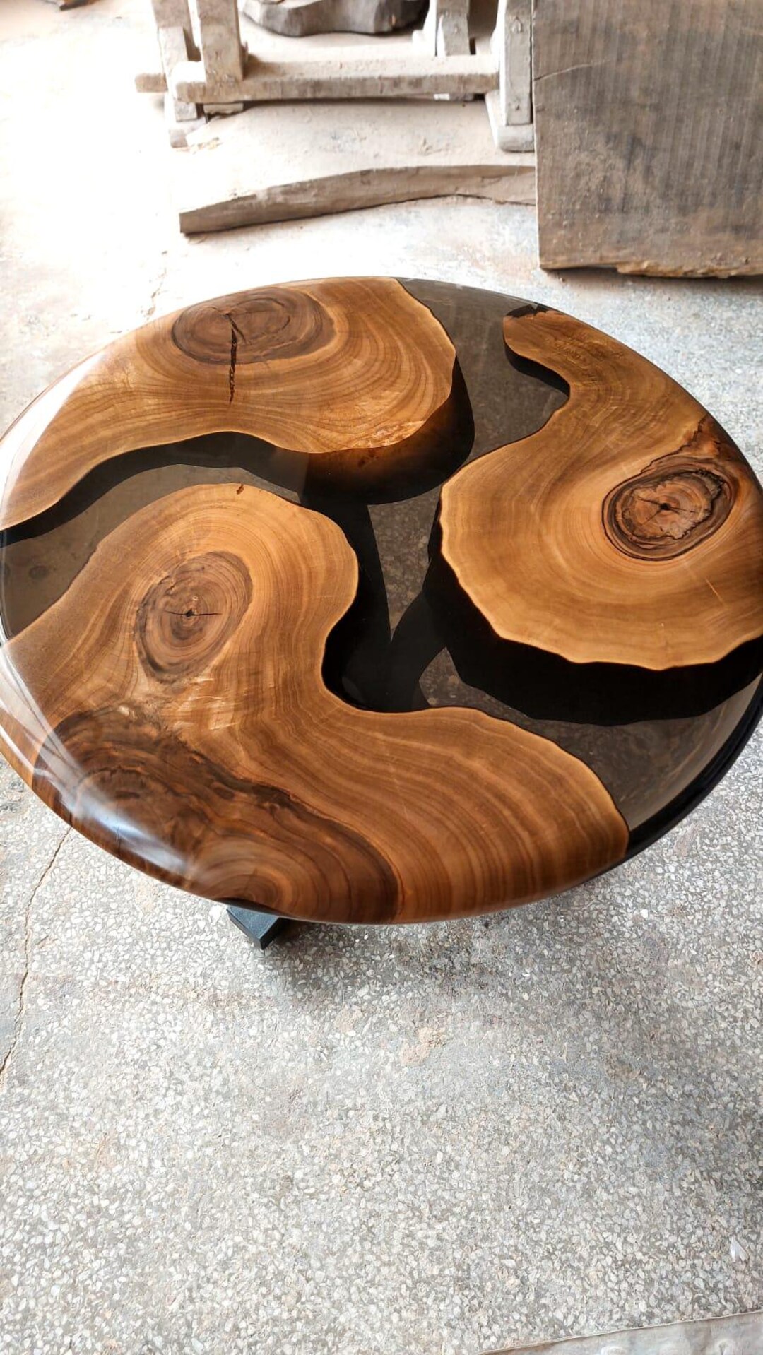 Handmade Walnut Wood Epoxy Coffee Table - Smoked Gray Resin - Etsy