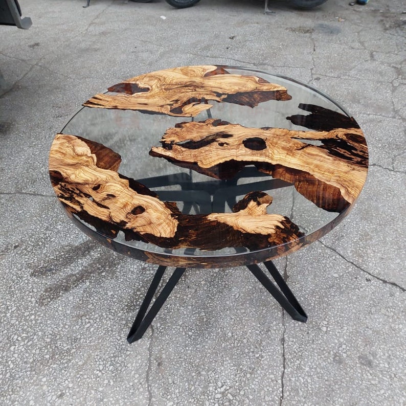 Made to Order Olive Wood Epoxy Round Table Custom Olive Resin Etsy
