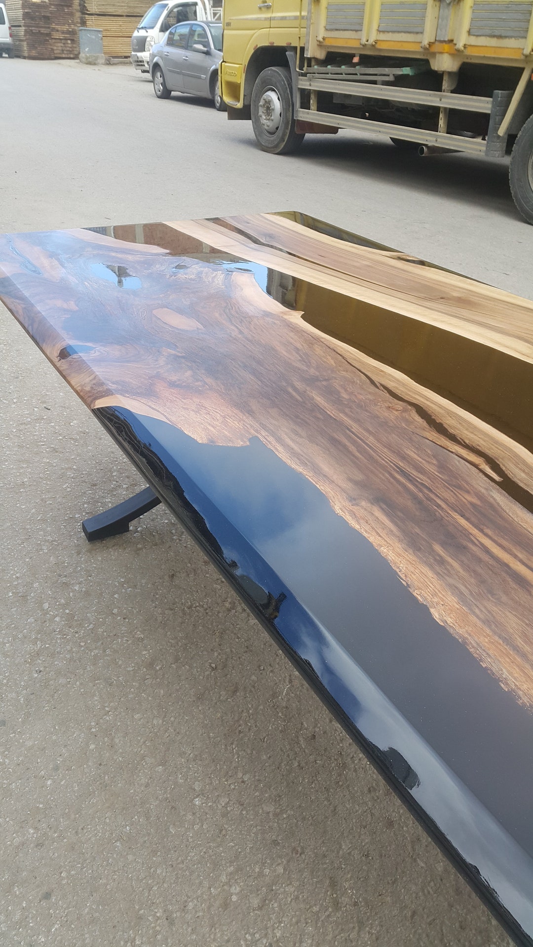 Custom Order 78x36 Walnut Wood Black Epoxy Dining Table for Jessica Etsy