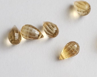 GEM-027 Citrine Briolettes | 5 Teardrop Gemstones