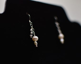Silver Pearl Earrings, Pearl Drop Earrings, Pearl Jewelry, Wedding Jewelry, Bridesmaid Gifts