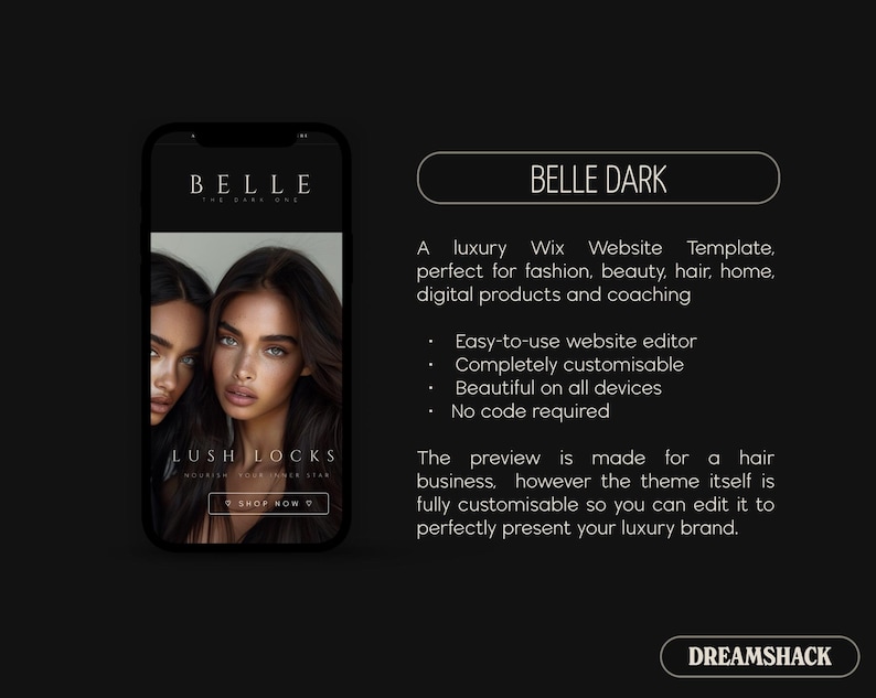 Dark Luxury Wix Website Template, Dark Classy Wix Website Template, Wix Website Template Luxury, Wix Website Template Premium, Dreamshack