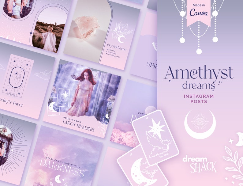 Mystical Instagram Post Templates - Spiritual Instagram Templates -  Canva Designs -  Magical Quote - Tarot Reader - Astrology - Zodiac 