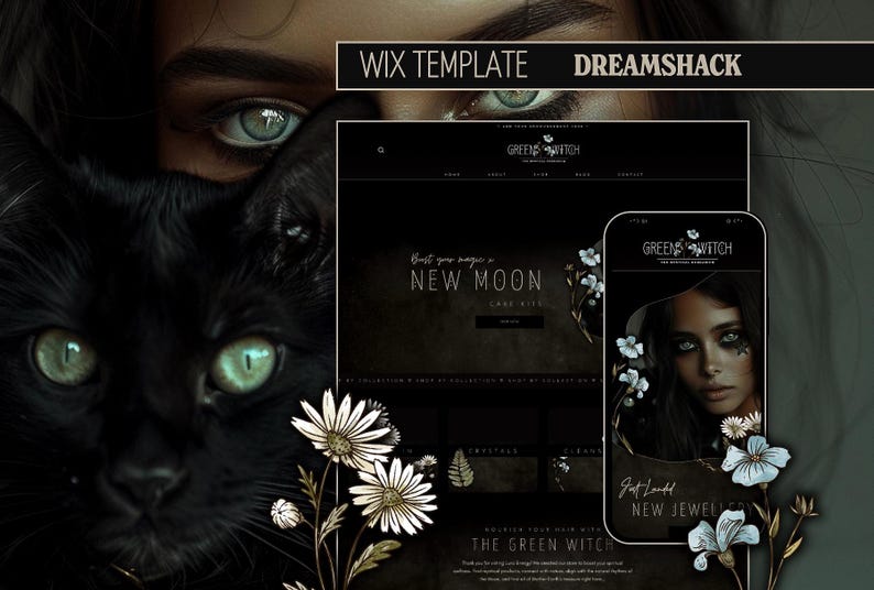 Green Witch Wix Website Template, Premium Magic Wix Website Template, Herbalist Wix Website Template, Wix Website Template Witchy,Dreamshack