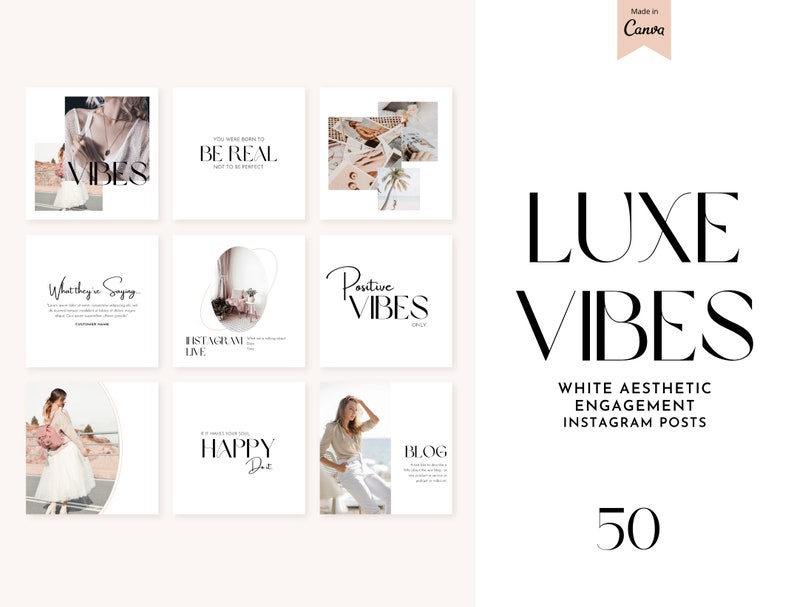 Luxury Canva Templates | Rich Aesthetic Instagram Templates | White Luxe Social media templates Canva | Boujee Templates | Fashion Templates 