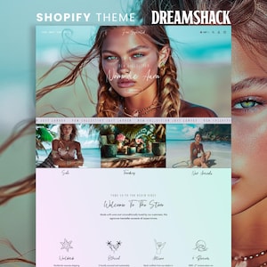 Tropical Shopify Theme, Boho Website Template, Swimwear Store Design, Coastal Ecommerce Theme, Summer Brand Shopify Template, Pastel Website