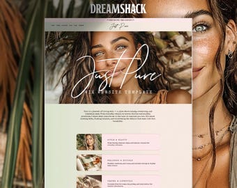 Wix Website Template, Organic Modern Boho Design, Wellness, Lifestyle, Nutrition, Skincare, Coaches, Boutiques, Sage Green, Dreamshack