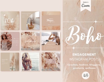 Plantillas de publicaciones de Instagram - Boho Canva Templates IG - Boho Quotes - Canva Design - Plantillas de redes sociales - Dream Shack