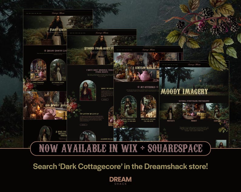 Donker Cottagecore Shopify-thema, Shopify-sjabloon met bosesthetiek, creatief websiteontwerp, Garden Witch Shopify, Crystal Store, Dreamshack afbeelding 16