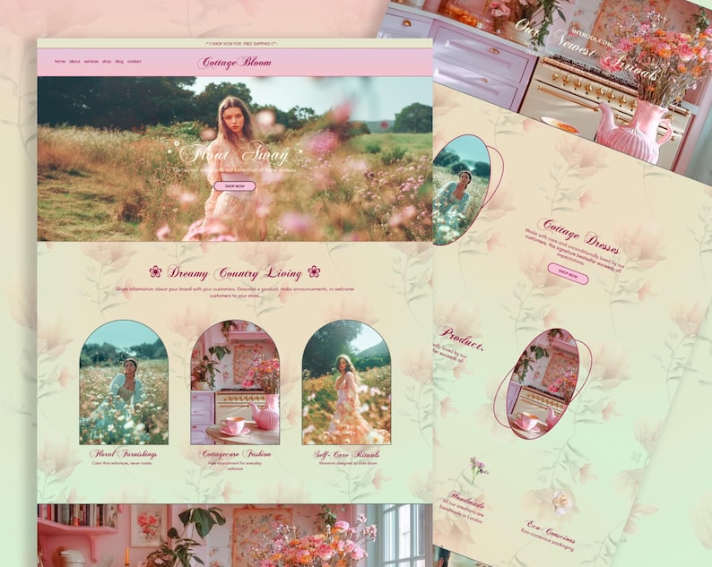 Cottagecore Shopify Theme, Floral Website Design, Floral Branding, Cottagecore Aesthetic Website, MoonBloom - previously Dreamshack image 8
