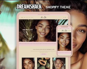 Shopify Theme Sage Green, Green Shopify Template, Skincare Website Design, Modern Boho Shopify Theme, Pastel Shopify, Dreamshack