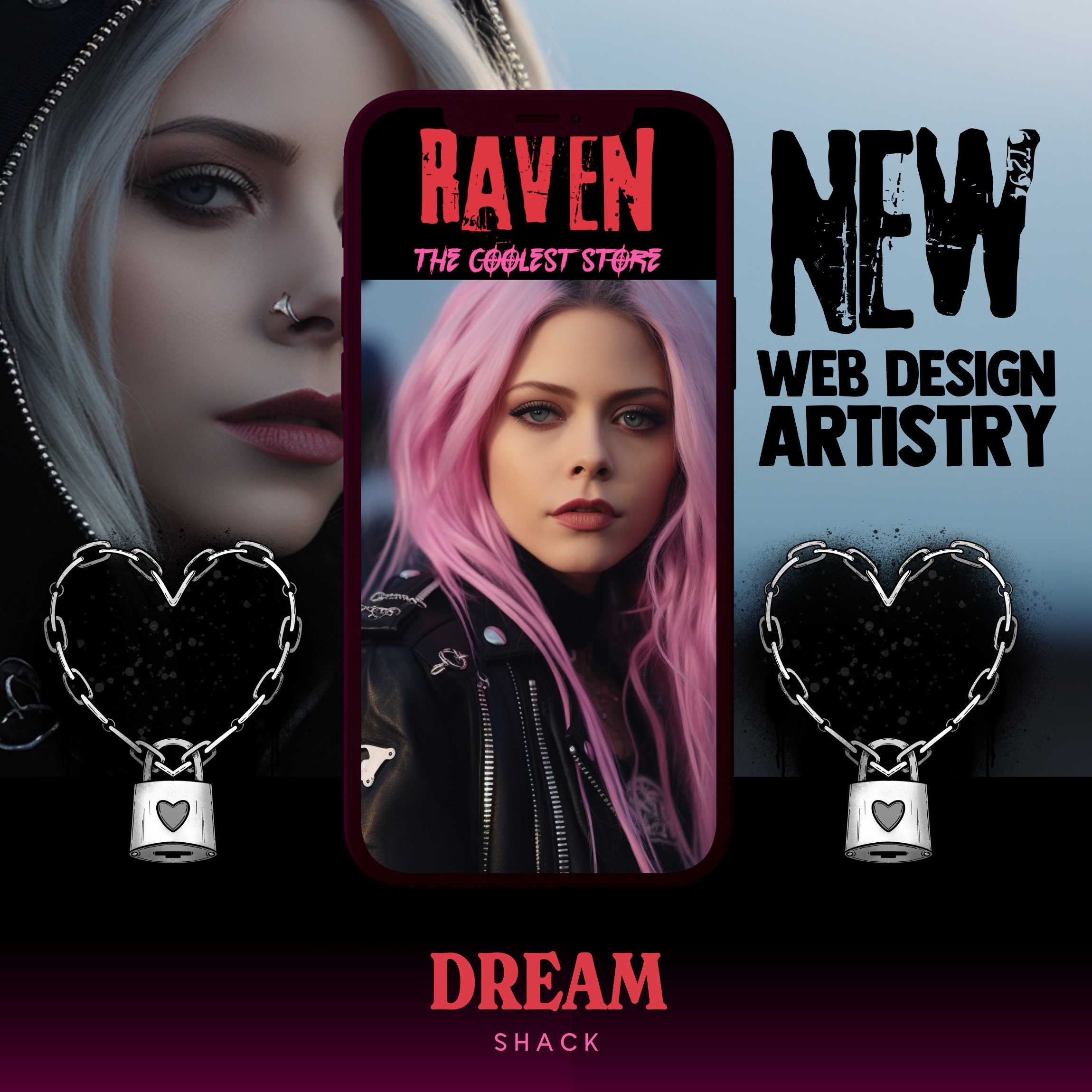 Grunge Emo Shopify Theme, Scene Girl Aesthetic, Emo Core Aesthetic, Dark Shopify Store, Emo punk aesthetic, 2000s Shopify, Dreamshack