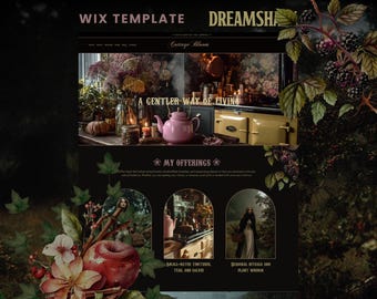 Plantilla web Wix Dark Cottagecore, sitio web Wix para autor de fantasía, plantilla web para fotografía con ambiente sombrío, Dreamshack