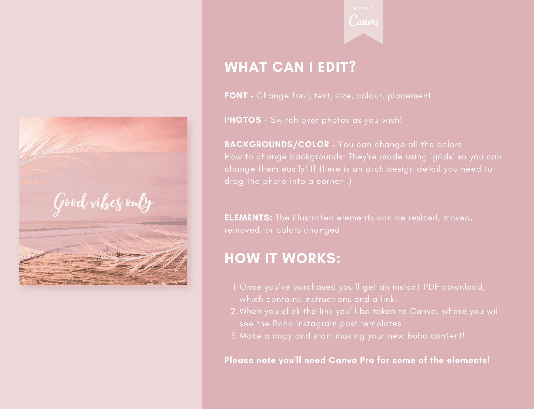 Instagram Post Templates - Boho Canva Templates IG - Bohemian Quotes ...