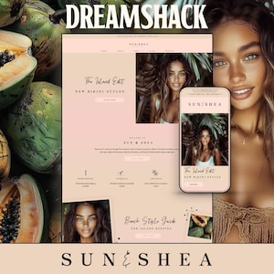 Tema Boho Shopify per abbigliamento, sito web di boutique, tema Boho Shopify, negozio Shopify di costumi da bagno, design di siti web Boho, Dream Shack