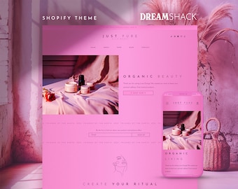 Modern Beauty Shopify Theme, Boho Shopify Theme, Premium Shopify Theme, Cute Shopify, Pink Shopify Theme, Minimal, Dream Shack