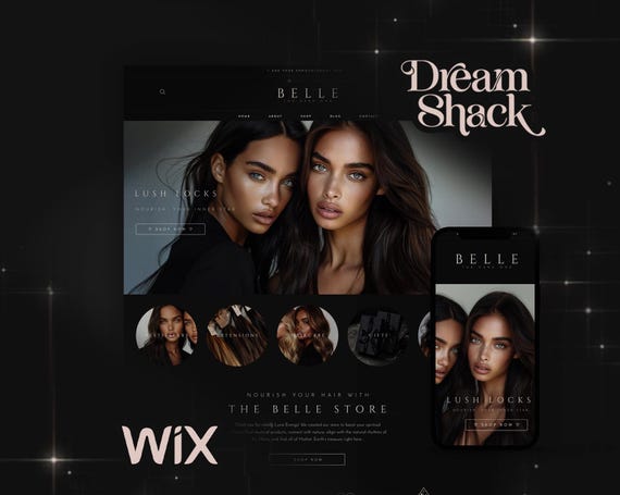 Dark Luxury Wix Website Template: Salon, E-commerce, Coaching