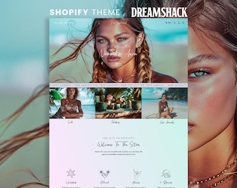 Strand Shopify Theme, Boho Website Vorlage, Badebekleidungs-Shop-Design, Küsten E-Kommerz-Thema, Sommer Marke Shopify Template, Pastell Website