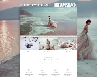 Ethereal Shopstifte Theme, Light Feminine Website Template, Minimales Luxus E-Komerce Theme, Soft Aesthetic Website