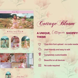 Cottagecore Shopify Theme, Floral Website Design, Floral Branding, Cottagecore Aesthetic Website, MoonBloom - previously Dreamshack image 2