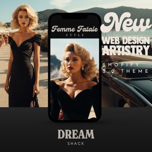 Femme Fatale Retro Shopify Theme, Retro Shopify Theme, Shopify Template, Shopify 2.0, Luxury Retro Aesthetic, Rich Girl Aesthetic Dreamshack