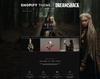 Tema oscuro wiccano para Shopify / Plantilla de sitio web de comercio electrónico ritualista / Diseño de marca pagano oscuro para velas, cristales y tiendas ancestrales