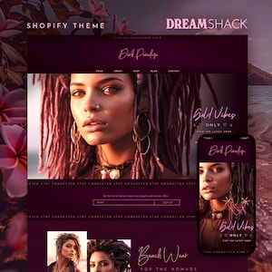 Dunkles Boho Shopify Theme, Pink und Pflaume Shopify Theme, mystisches Shopify Theme, Shopstifte Website, Magical Shopify, Dreamshack