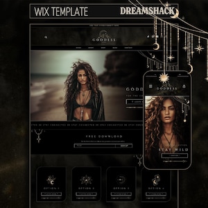 Modello di sito web Dark Boho Wix, sito web Boho Wix, design del sito web della dea, sito web di e-commerce Wix, sito web Wix per fotografi, Dream Shack