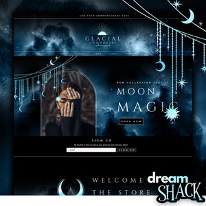 Shopify Theme Template Sparkle - Spiritual Website Template - Crystal Shop Website Design - Dark Theme - Glacial Shopify DreamShack