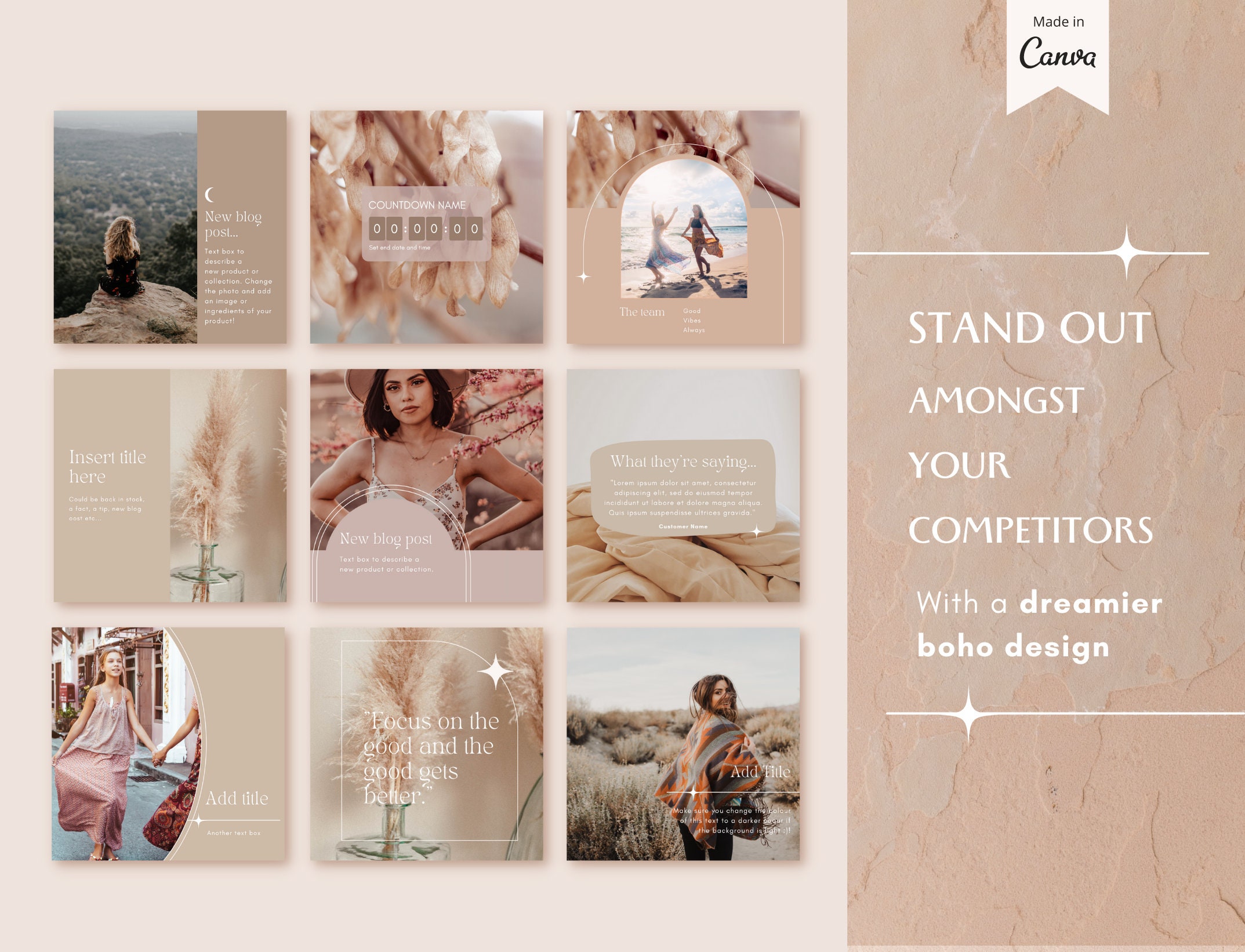 Instagram Post Templates - Boho Canva Templates IG - Bohemian Quotes ...